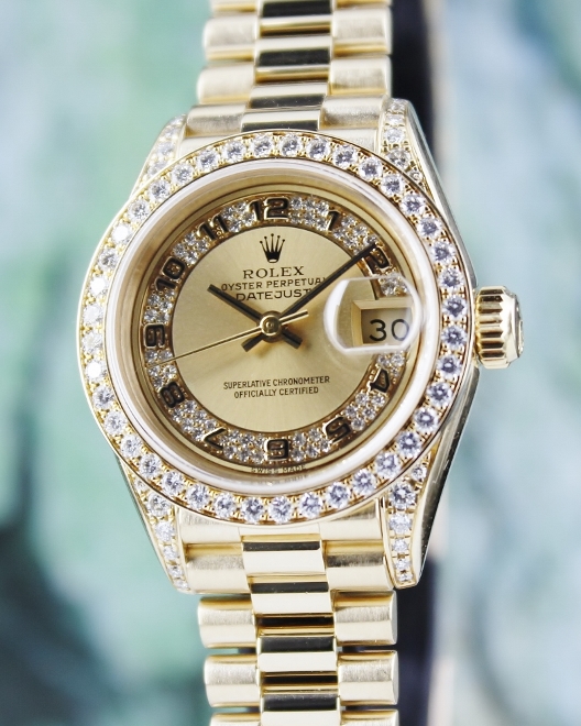 (image for) ORIGINAL ROLEX LADY 18K YELLOW GOLD OYSTER PERPETUAL DATEJUST / 69158